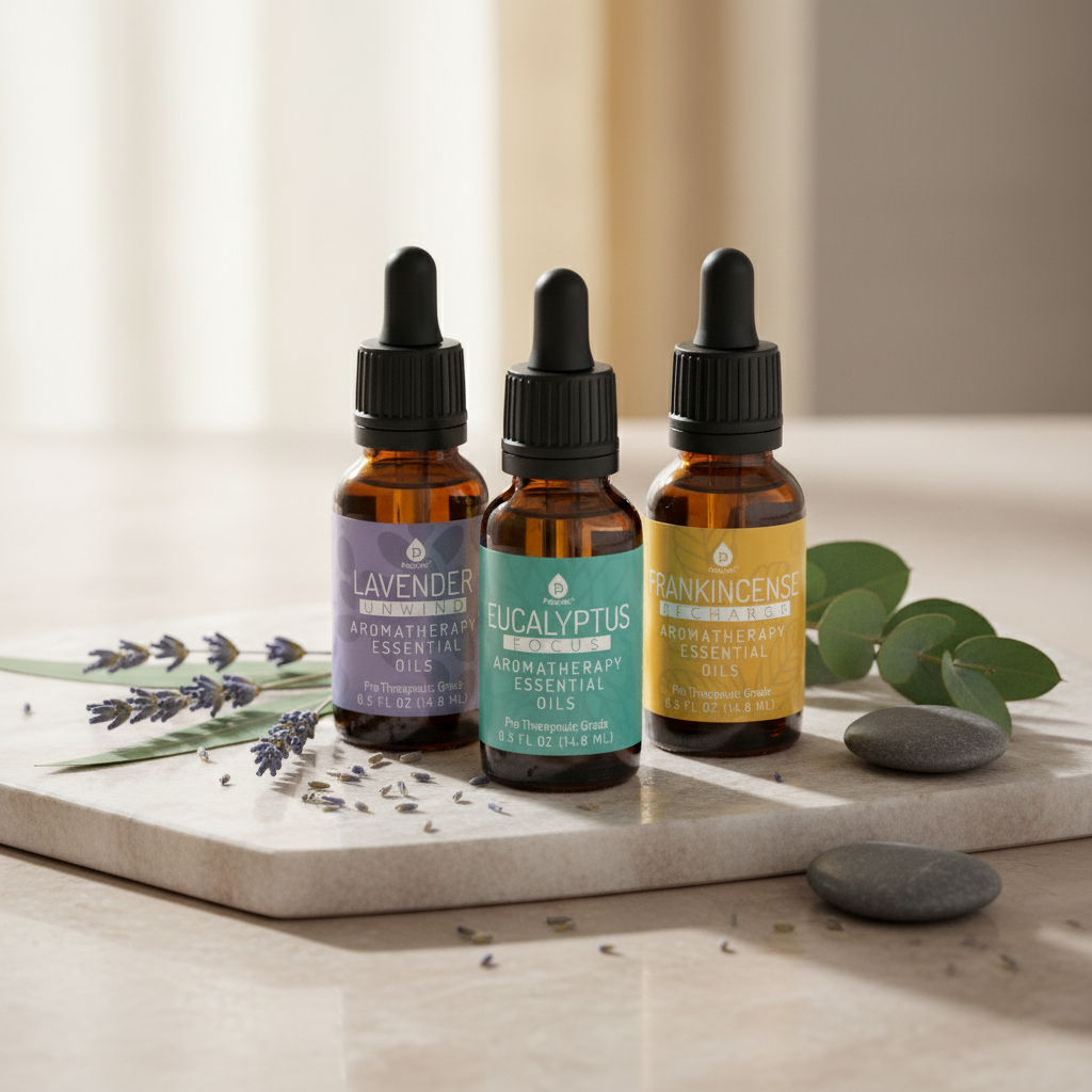 3 Pack Aromatherapy Essential Oils in spa setting