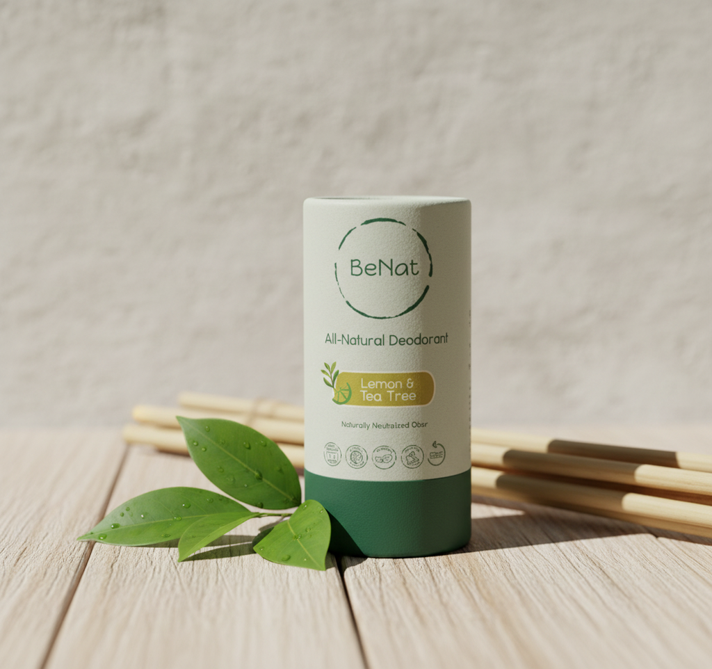 All Natural, Plastic-Free Deodorant in eco-friendly setting